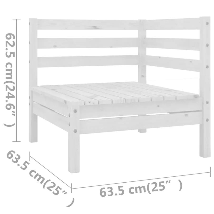 Salon de jardin 4 pcs blanc bois de pin massif - 10