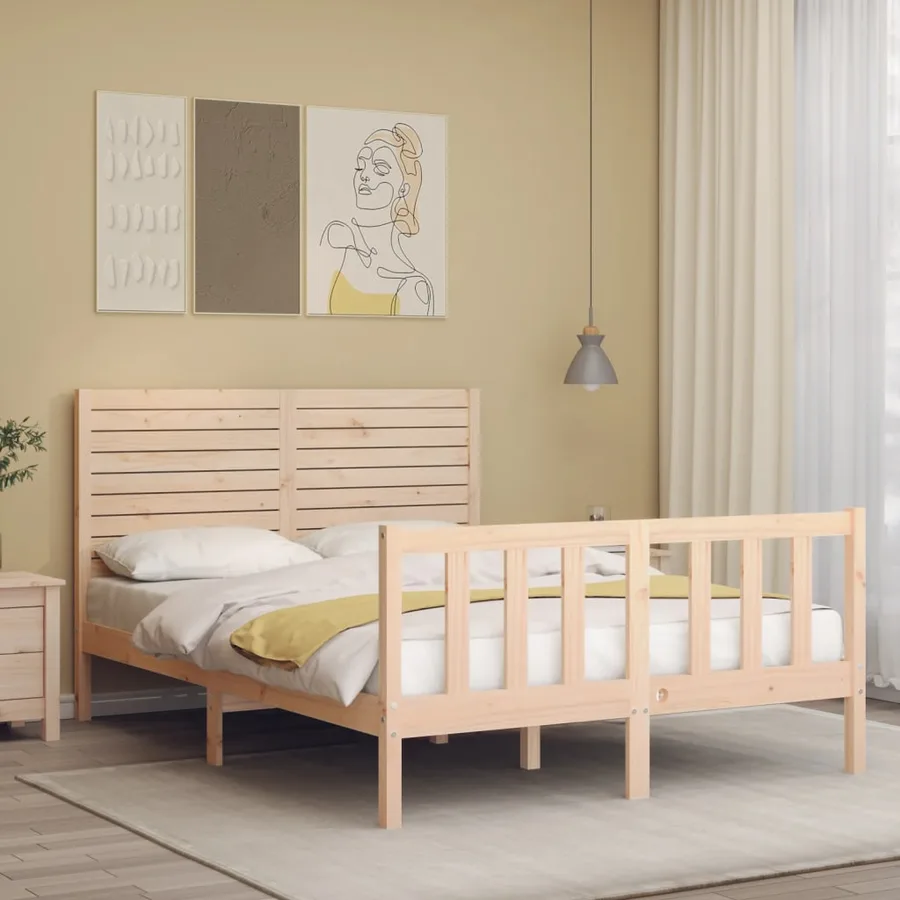 Cadre de lit sans matelas 140x200 cm bois massif de pin - 3
