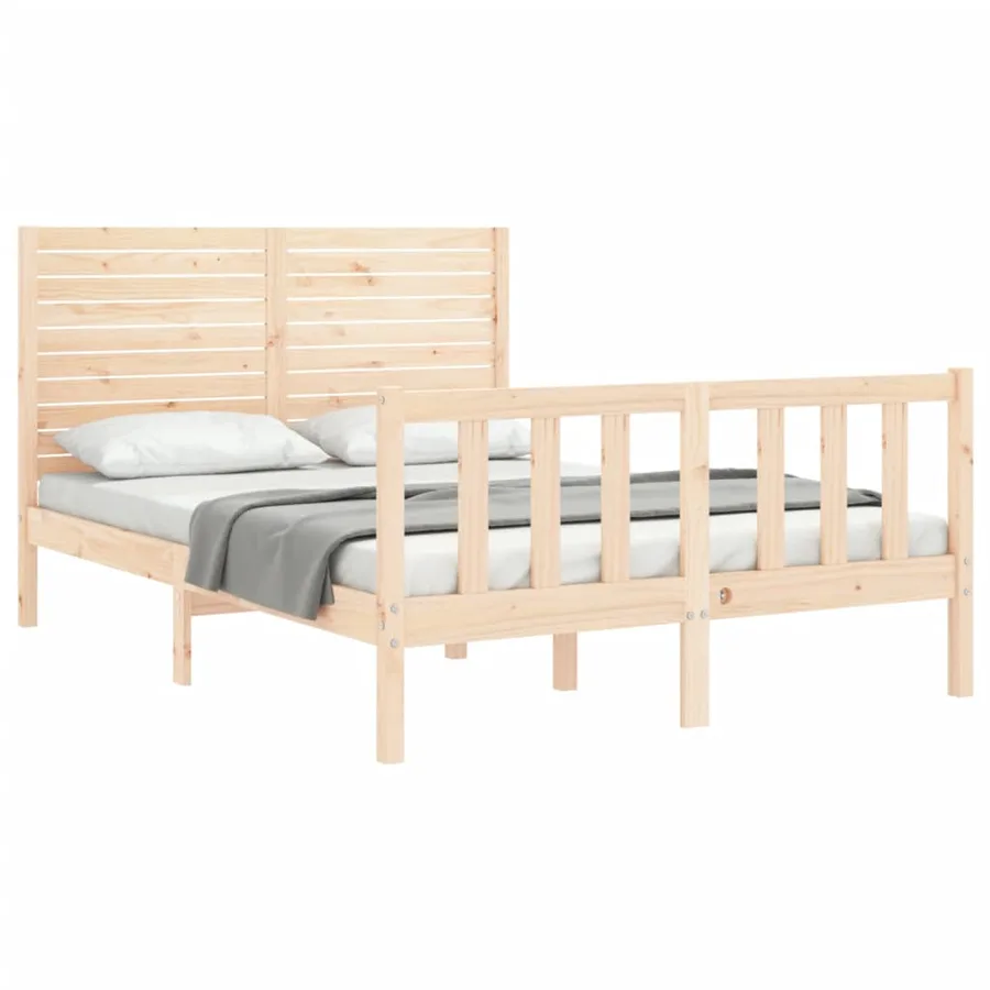 Cadre de lit sans matelas 140x200 cm bois massif de pin - 4