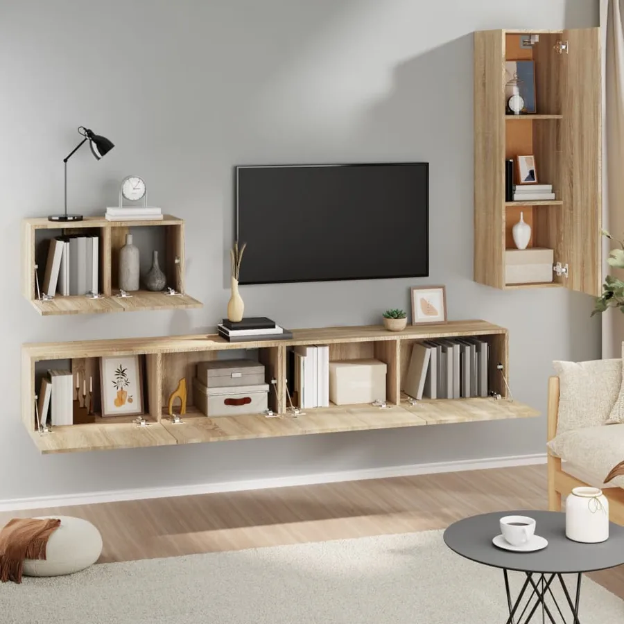 Ensemble de meubles TV 4 pcs Chêne sonoma Bois d'ingénierie - 3