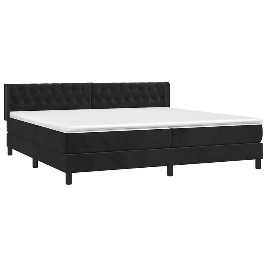 Sommier à lattes de lit et matelas Noir 200x200 cm Velours - 3