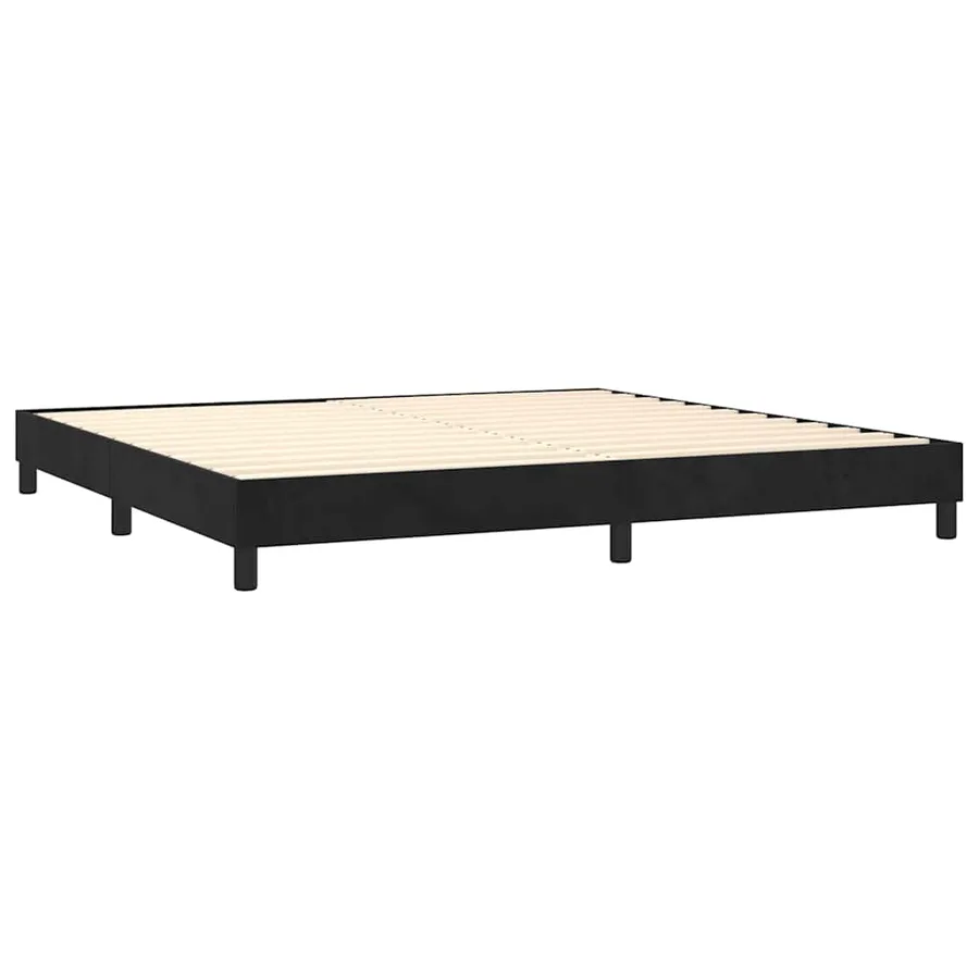 Sommier à lattes de lit et matelas Noir 200x200 cm Velours - 4