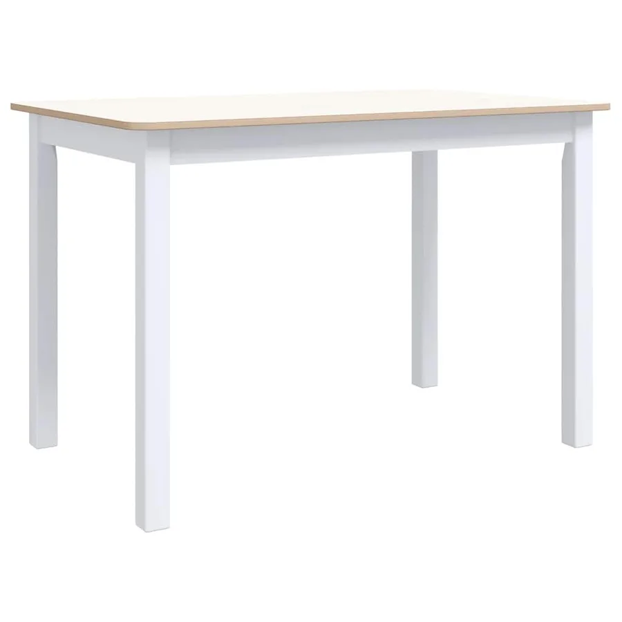 Table à manger Blanc et marron 114x71x75 cm Bois d'hévéa massif - 2