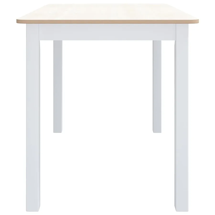 Table à manger Blanc et marron 114x71x75 cm Bois d'hévéa massif - 4