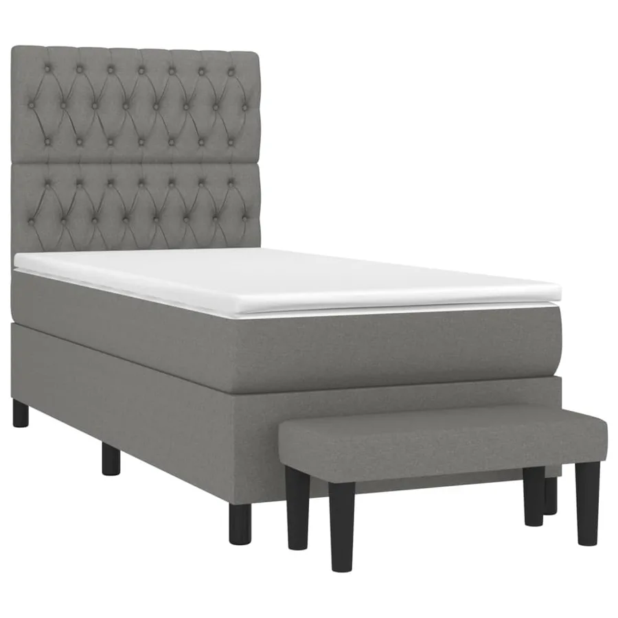 Sommier à lattes de lit et matelas Gris foncé 90x190 cm Tissu - 3