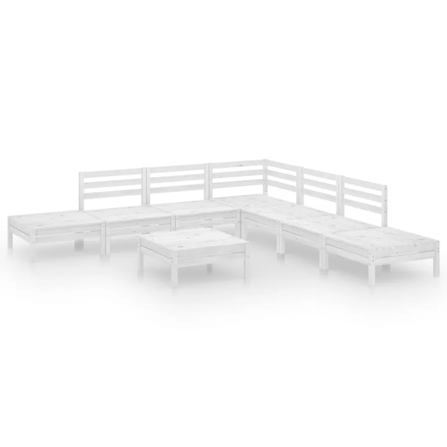 Salon de jardin 8 pcs Bois de pin massif Blanc - 2