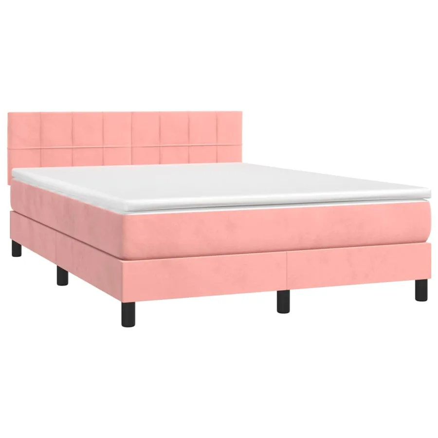 Sommier à lattes de lit avec matelas et LED Rose 140x200 cm - 4