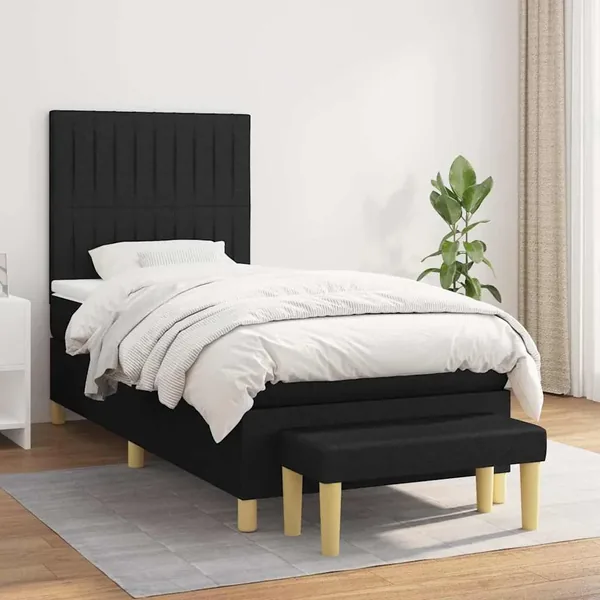 Sommier à lattes de lit et matelas Noir 80x200 cm Tissu