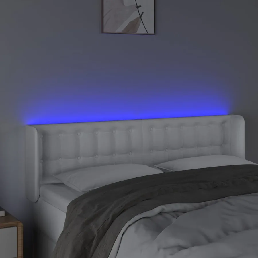 Tête de lit à LED Blanc 147x16x78/88 cm Similicuir - 4