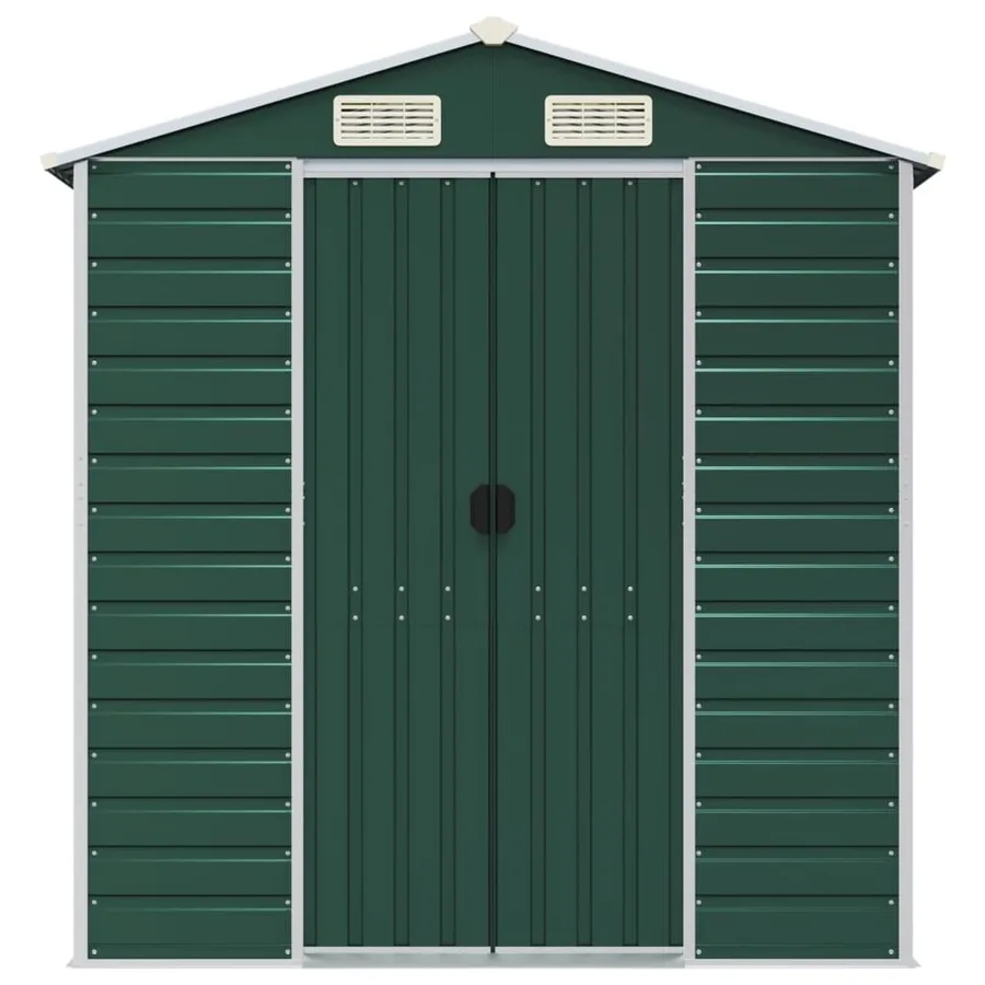 Abri de jardin vert 191x470x198 cm acier galvanisé - 4