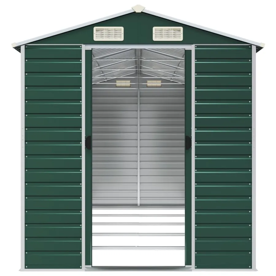 Abri de jardin vert 191x470x198 cm acier galvanisé - 5