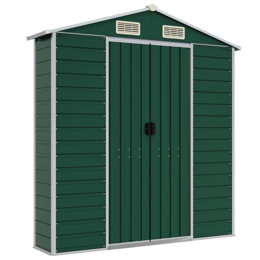 Abri de jardin vert 191x470x198 cm acier galvanisé - 8