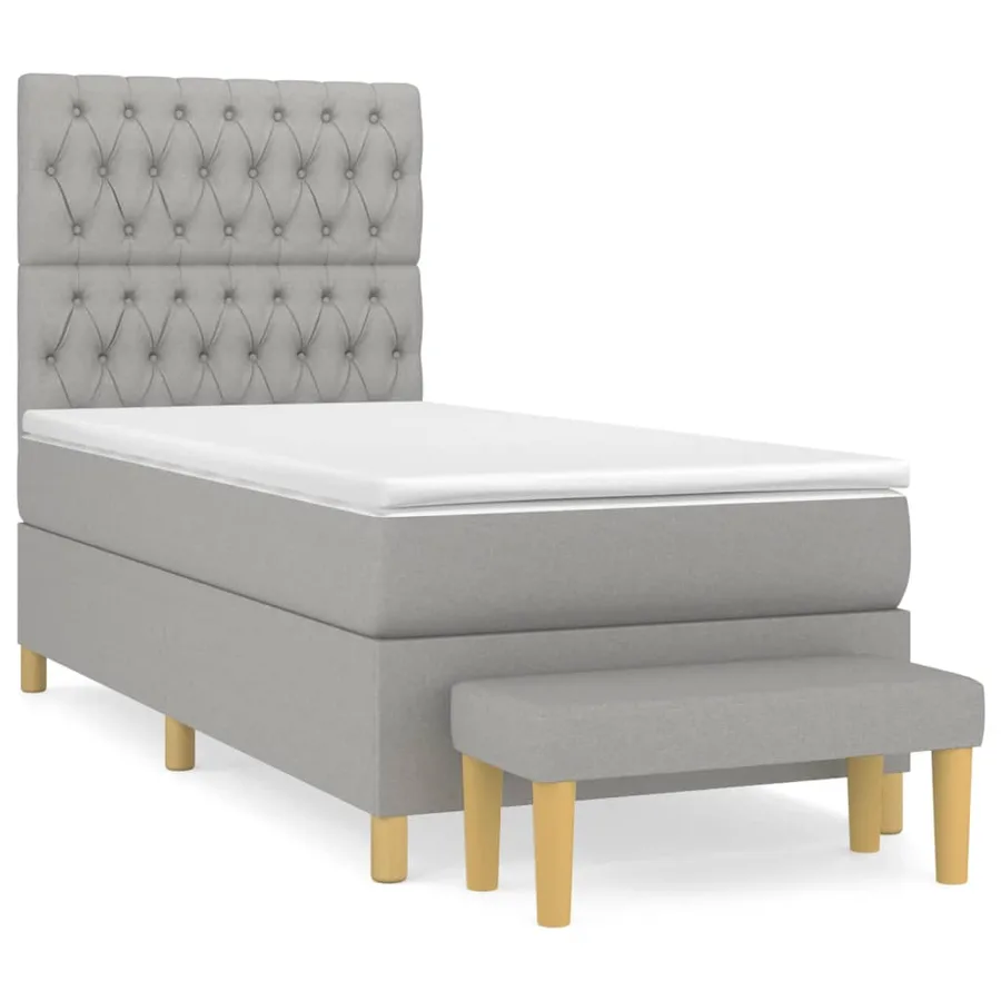 Sommier à lattes de lit et matelas Gris clair 90x190 cm Tissu - 2