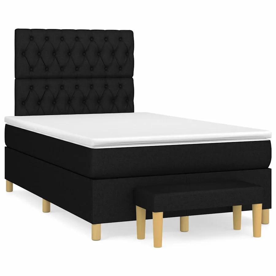 Sommier à lattes de lit avec matelas Noir 120x200 cm Tissu - 2
