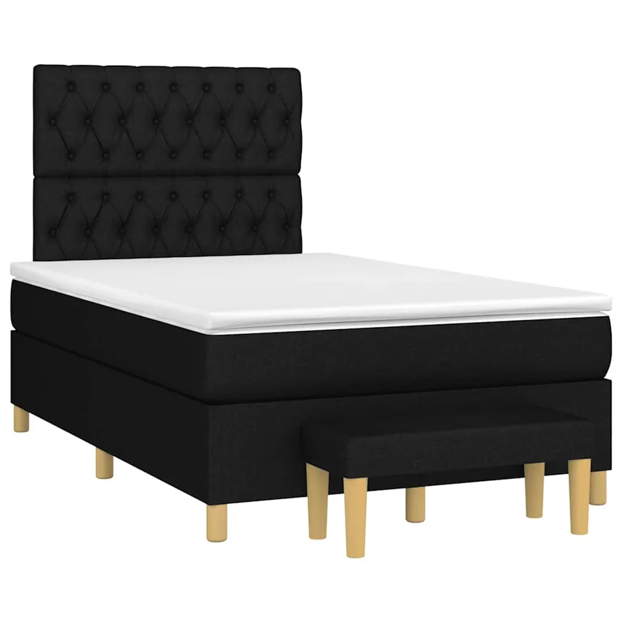 Sommier à lattes de lit avec matelas Noir 120x200 cm Tissu - 3