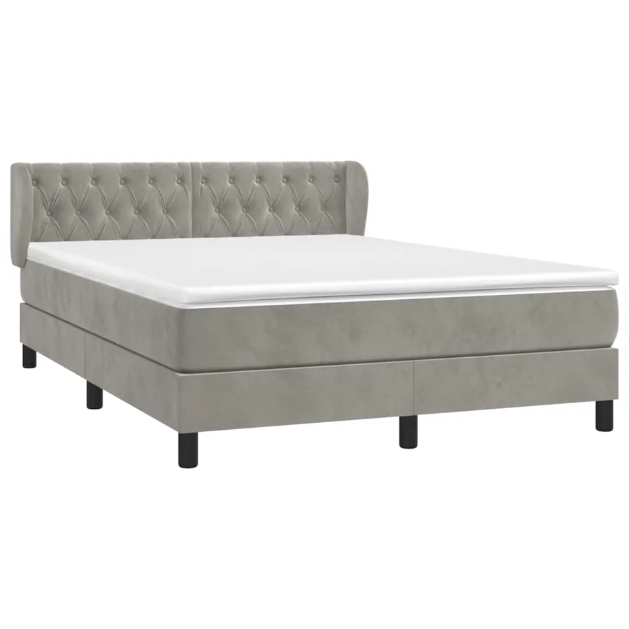 Sommier à lattes de lit et matelas Gris clair 140x190cm Velours - 3