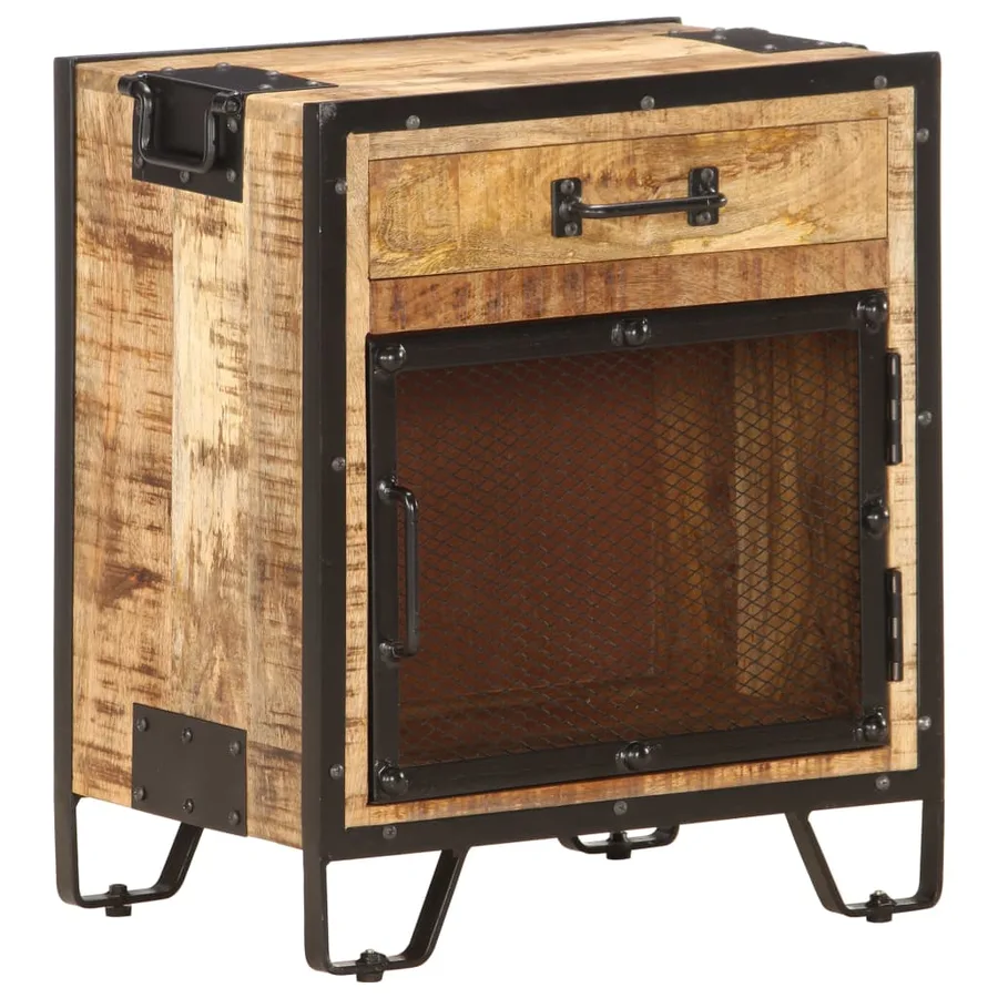 Table de chevet 43x30x51 cm Bois de manguier massif brut - 11