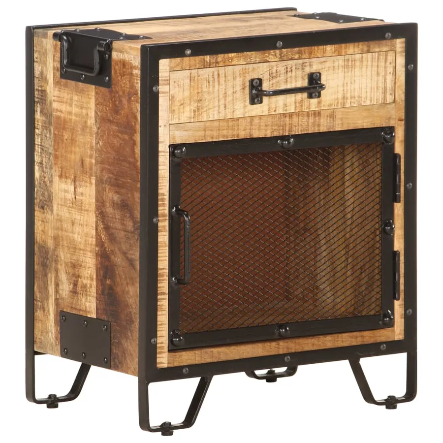 Table de chevet 43x30x51 cm Bois de manguier massif brut - 13