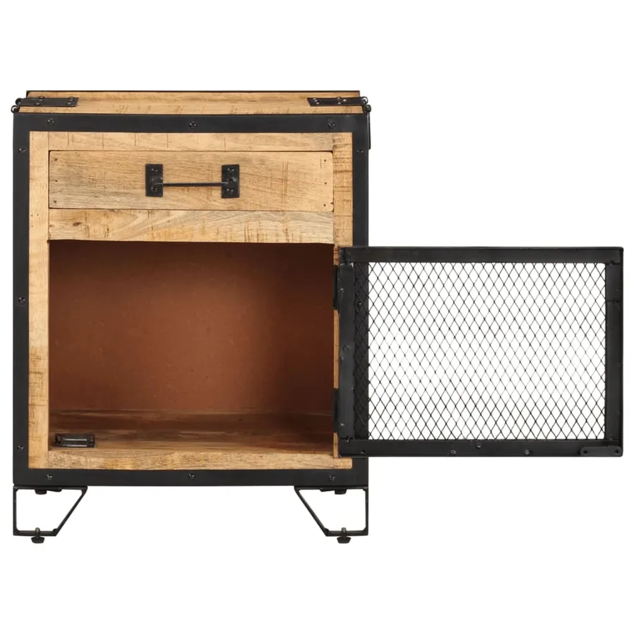 Table de chevet 43x30x51 cm Bois de manguier massif brut - 4
