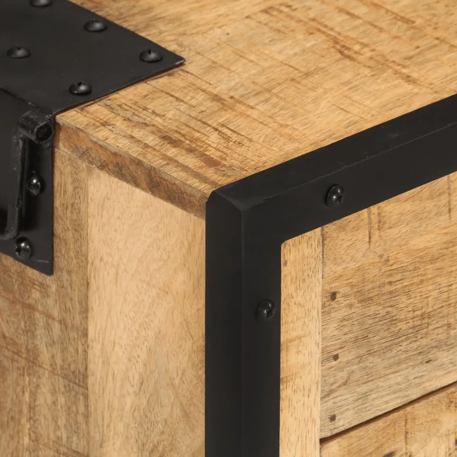 Table de chevet 43x30x51 cm Bois de manguier massif brut - 6