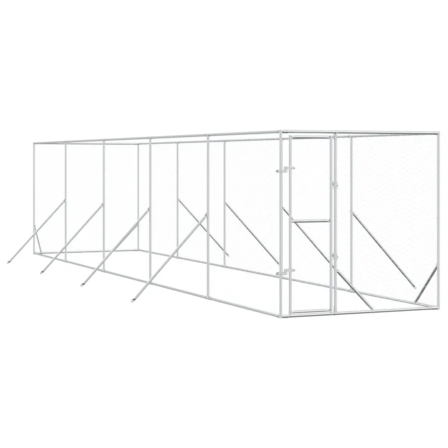 Chenil d'extérieur pour chiens argenté 2x10x2 m acier galvanisé - 2
