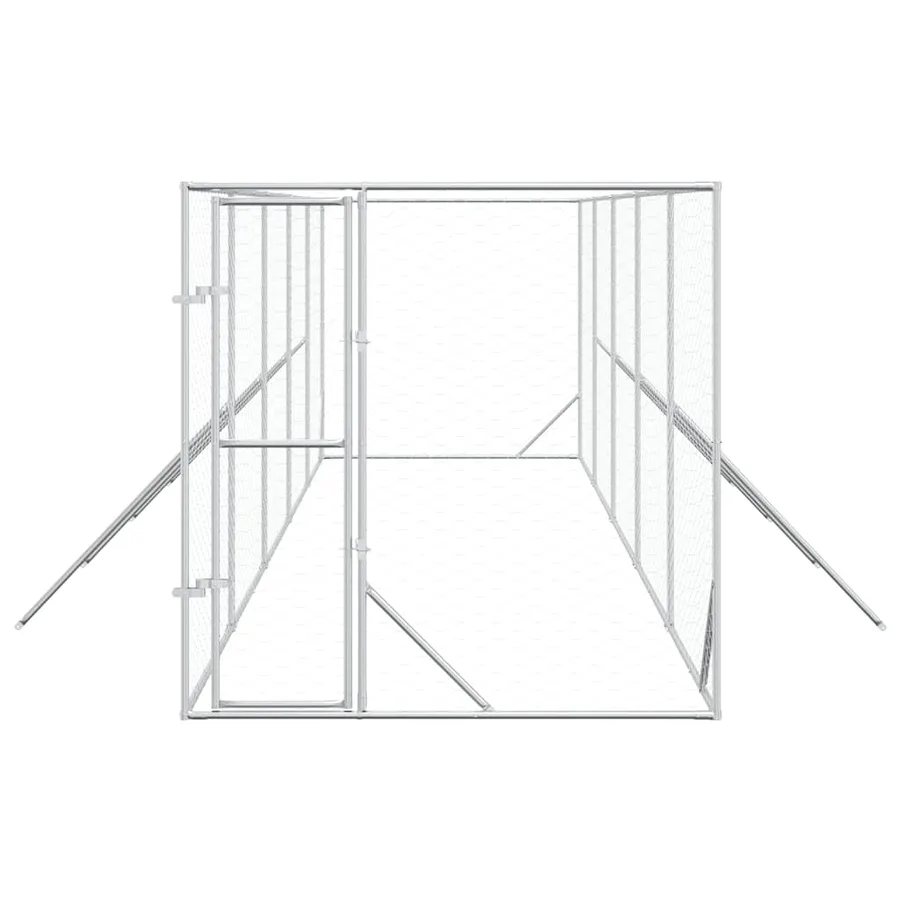 Chenil d'extérieur pour chiens argenté 2x10x2 m acier galvanisé - 4