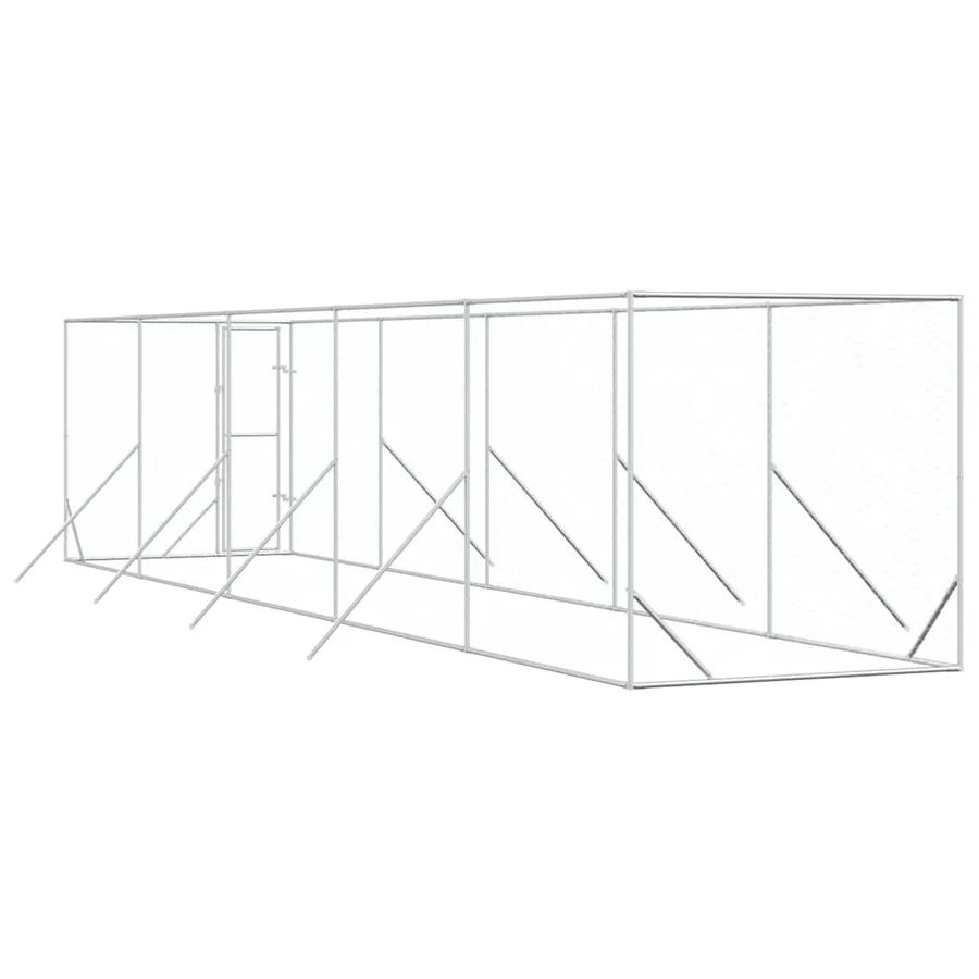 Chenil d'extérieur pour chiens argenté 2x10x2 m acier galvanisé - 6