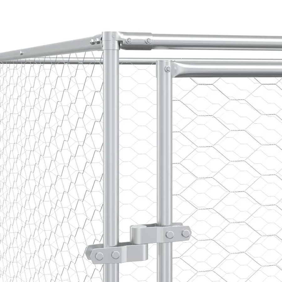 Chenil d'extérieur pour chiens argenté 2x10x2 m acier galvanisé - 7