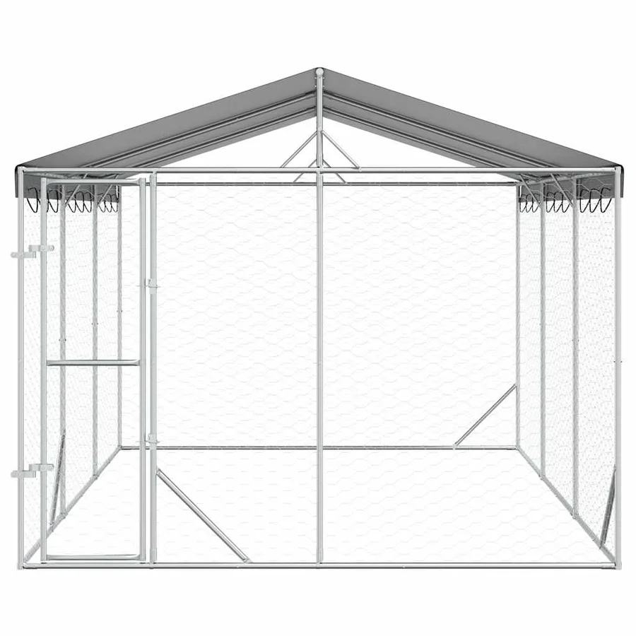 Chenil d'extérieur pour chiens avec toit argenté 3x4,5x2,5 m - 4