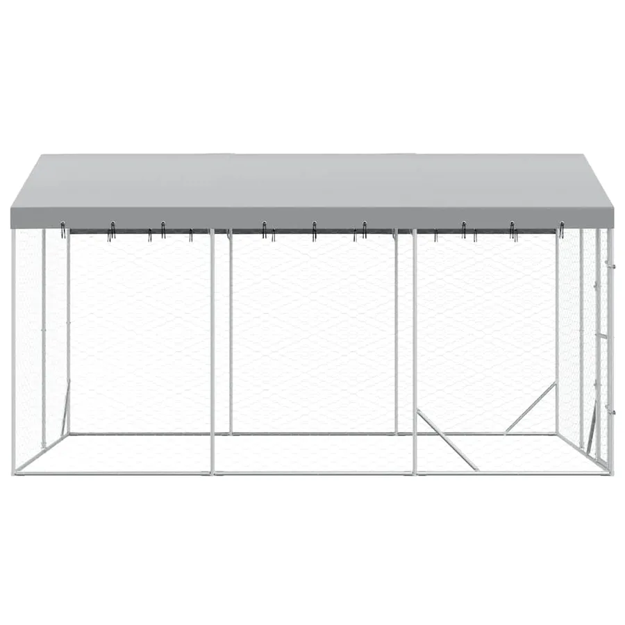 Chenil d'extérieur pour chiens avec toit argenté 3x4,5x2,5 m - 5