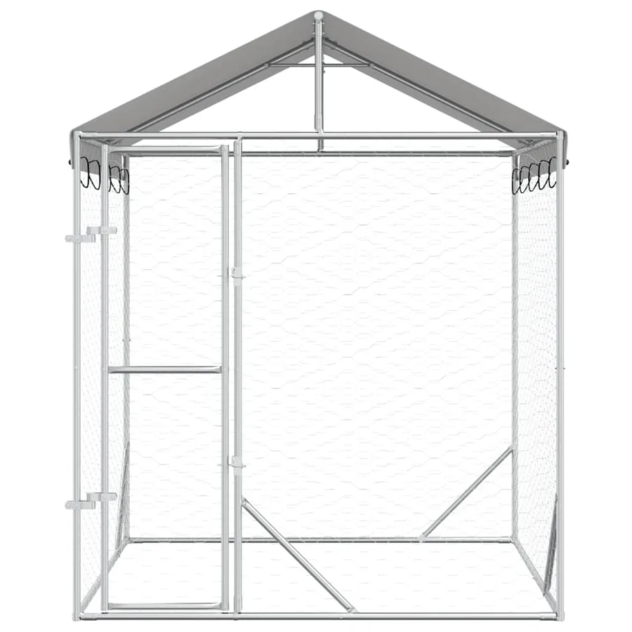 Chenil d'extérieur pour chiens avec toit argenté 2x2x2,5 m - 4