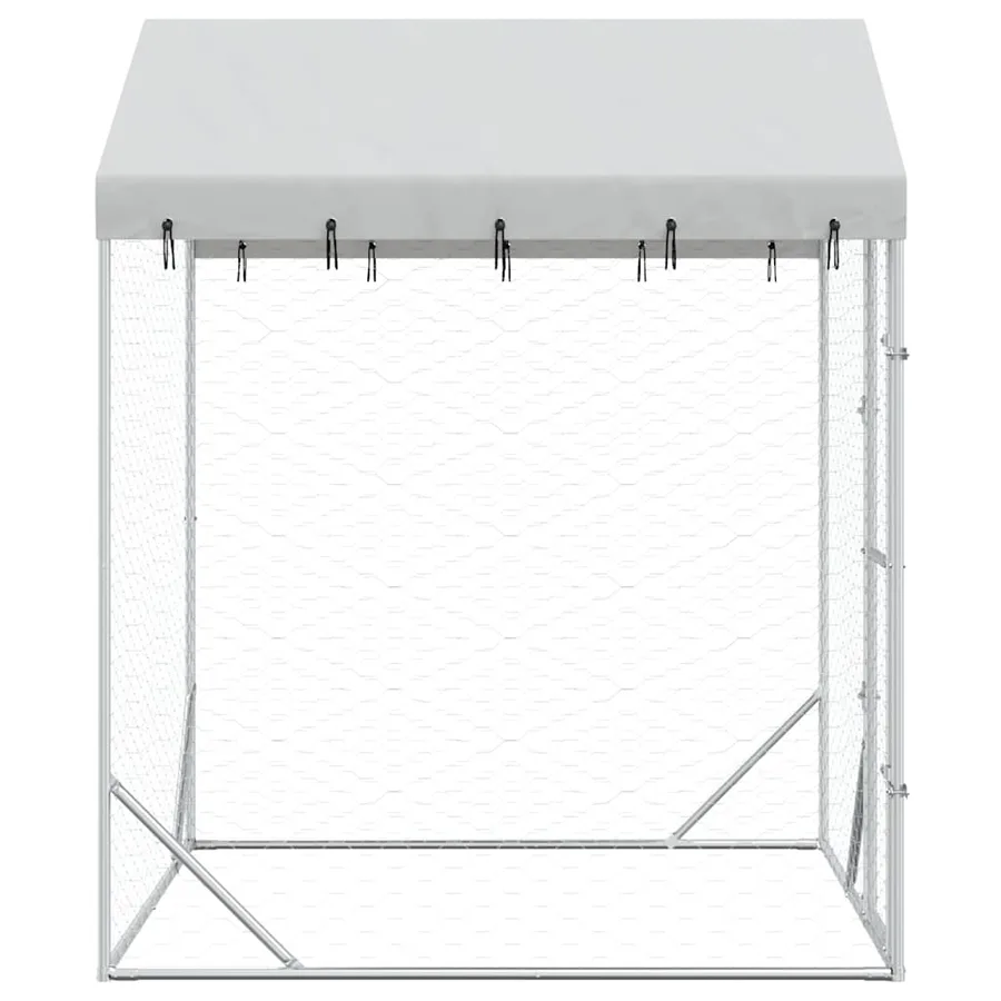 Chenil d'extérieur pour chiens avec toit argenté 2x2x2,5 m - 5