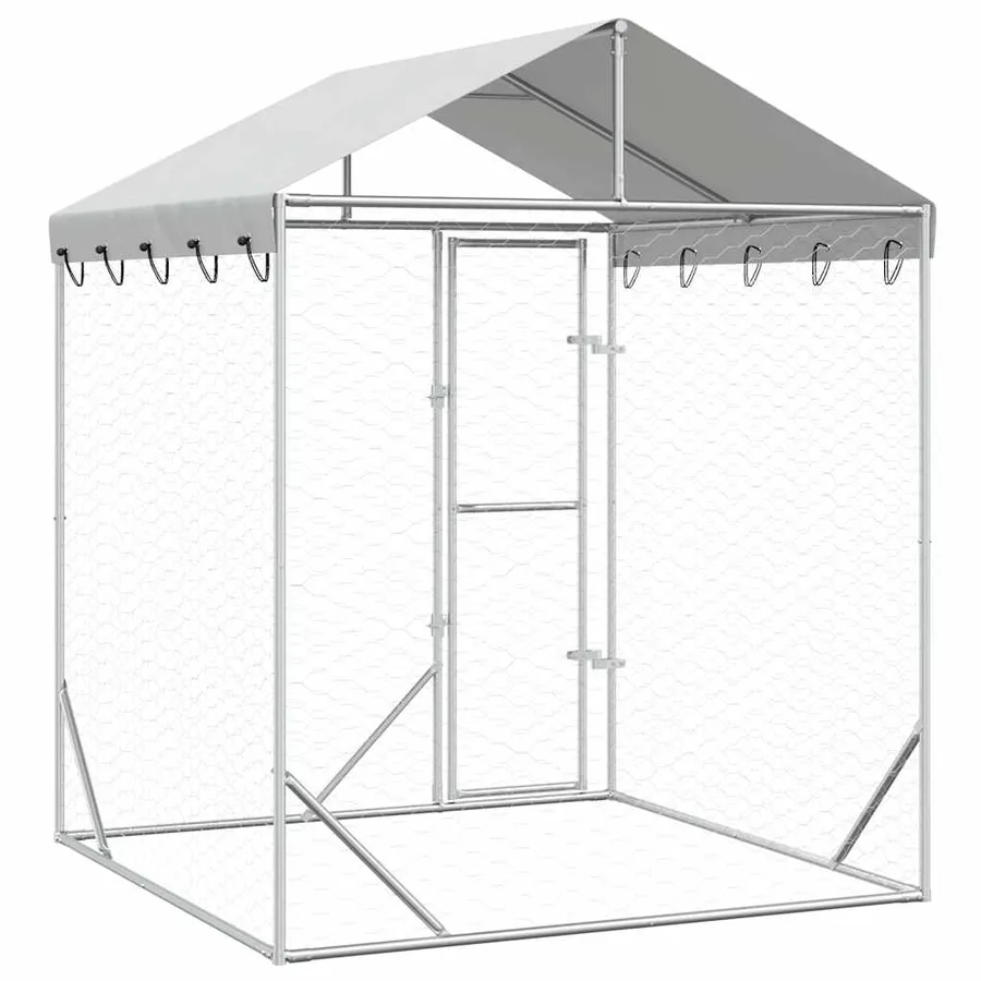 Chenil d'extérieur pour chiens avec toit argenté 2x2x2,5 m - 6