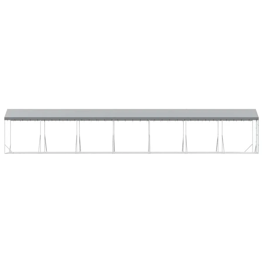 Chenil d'extérieur pour chiens avec toit argenté 2x14x2,5 m - 5