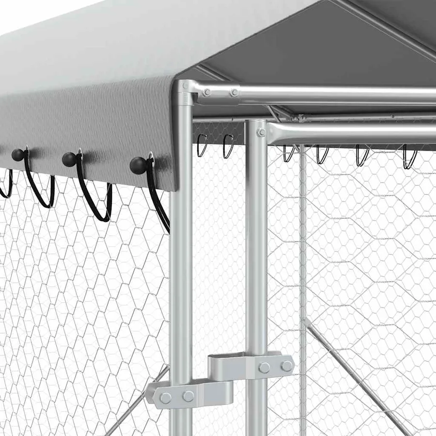 Chenil d'extérieur pour chiens avec toit argenté 2x14x2,5 m - 7