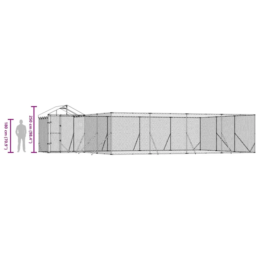 Chenil d'extérieur pour chiens avec toit argenté 10x6x2,5 m - 10