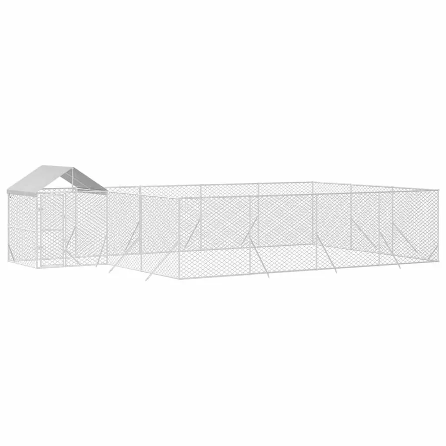 Chenil d'extérieur pour chiens avec toit argenté 10x6x2,5 m - 3