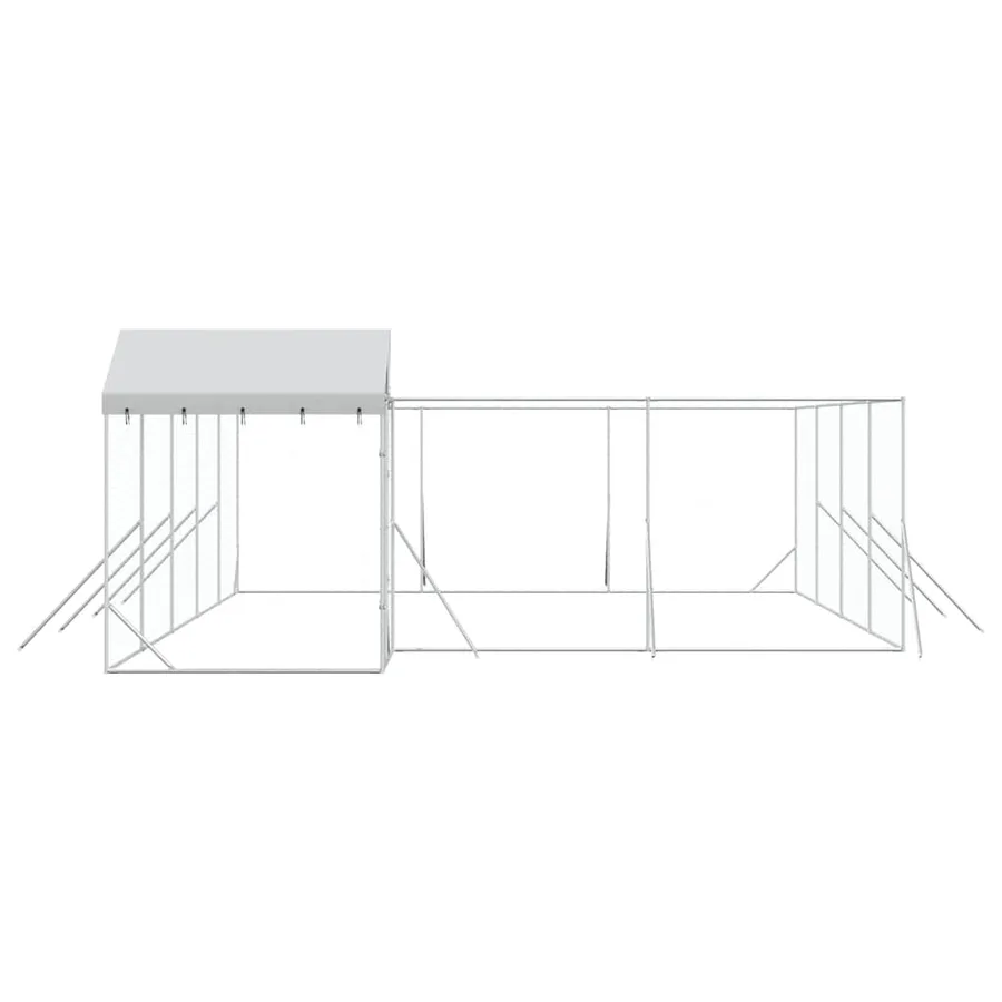 Chenil d'extérieur pour chiens avec toit argenté 10x6x2,5 m - 6