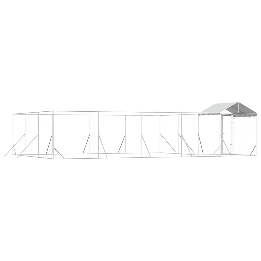 Chenil d'extérieur pour chiens avec toit argenté 10x6x2,5 m - 7