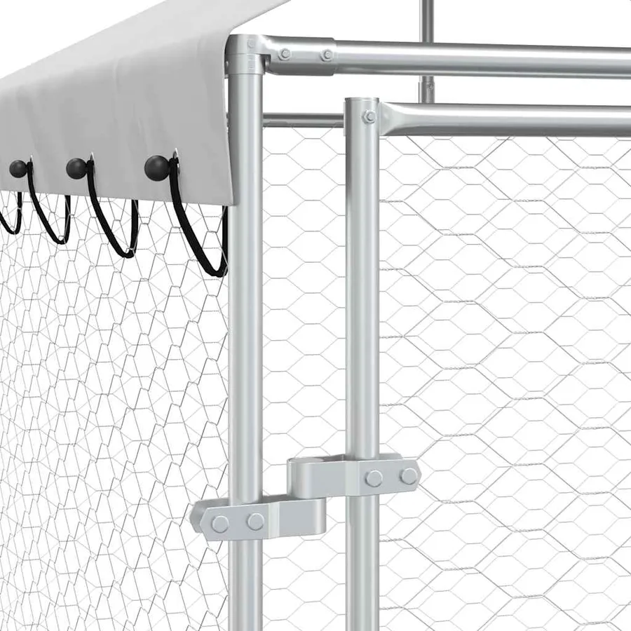 Chenil d'extérieur pour chiens avec toit argenté 10x6x2,5 m - 8