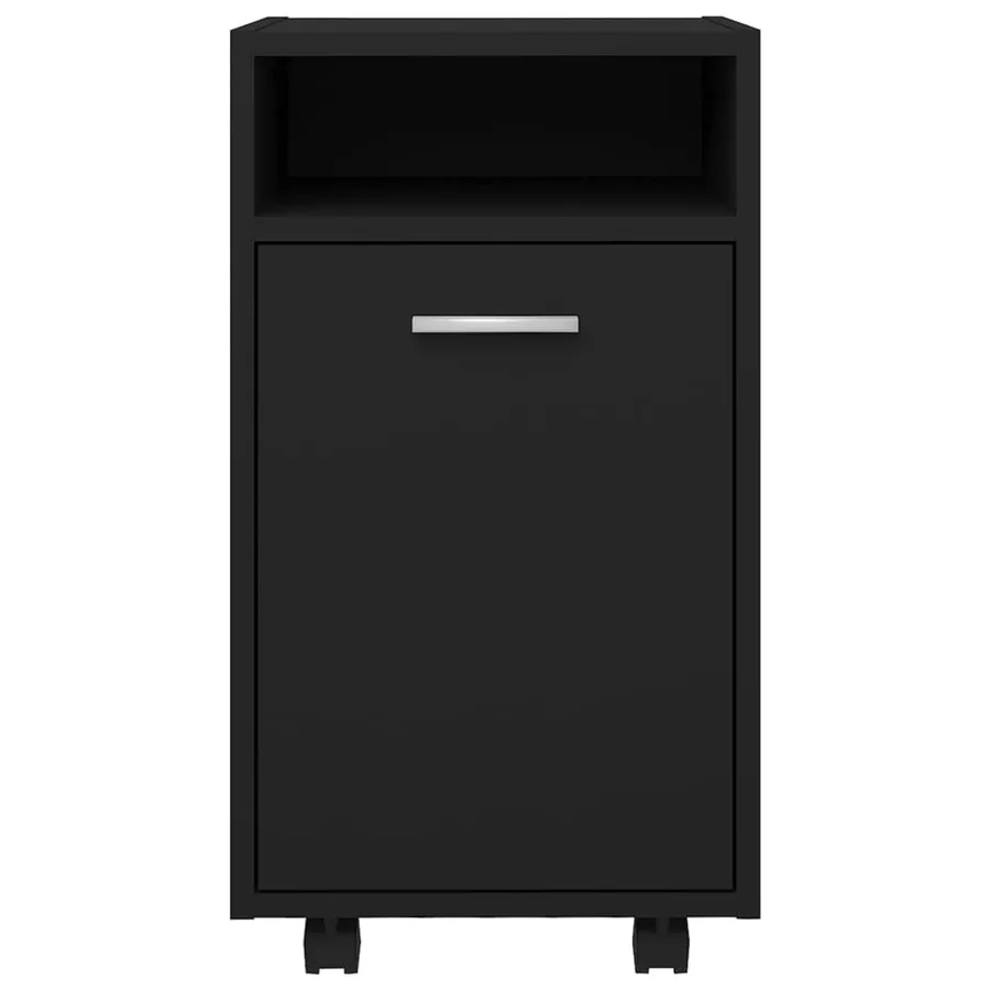 Armoire latérale avec roues Noir 33x38x60 cm Bois d’ingénierie - 4