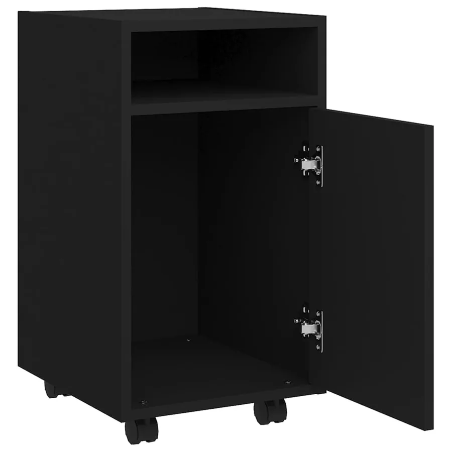 Armoire latérale avec roues Noir 33x38x60 cm Bois d’ingénierie - 6
