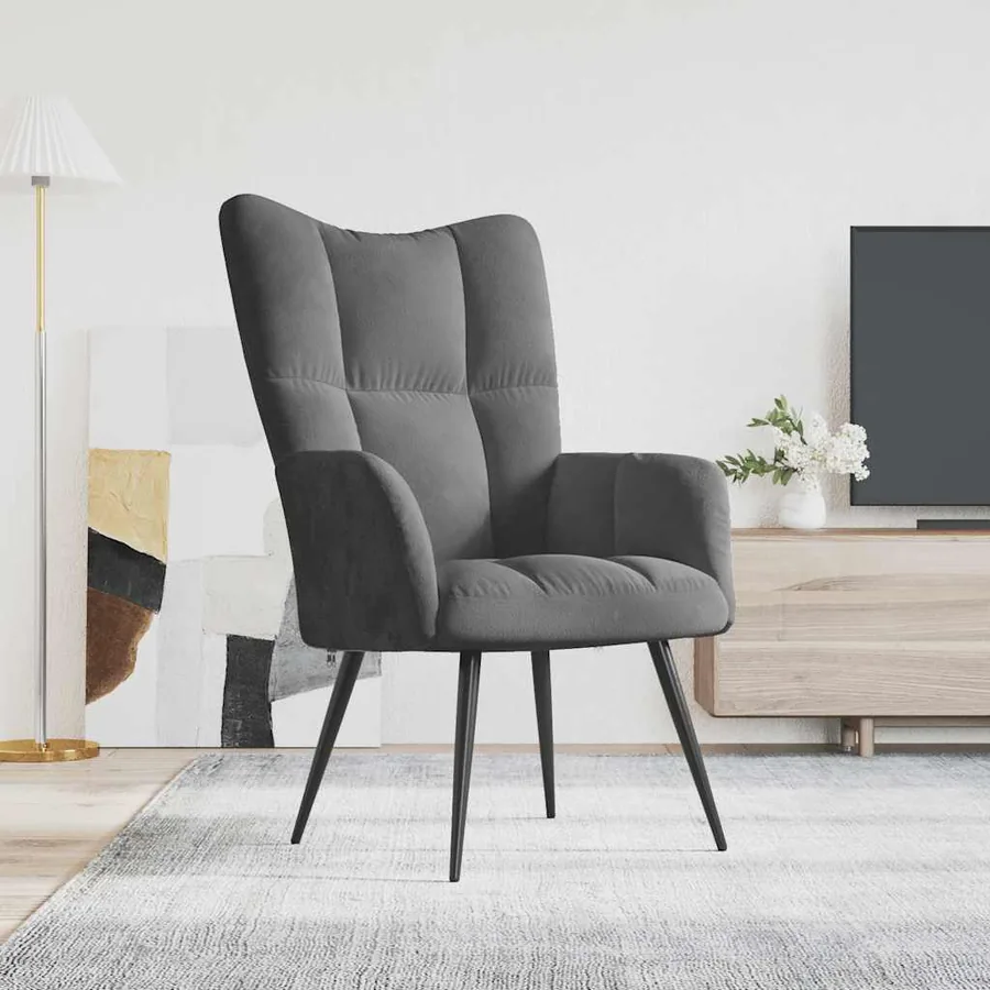 Chaise de relaxation Gris foncé Velours