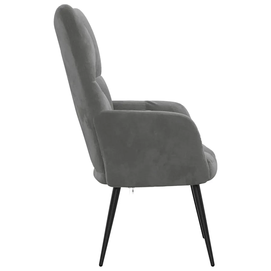 Chaise de relaxation Gris foncé Velours - 4