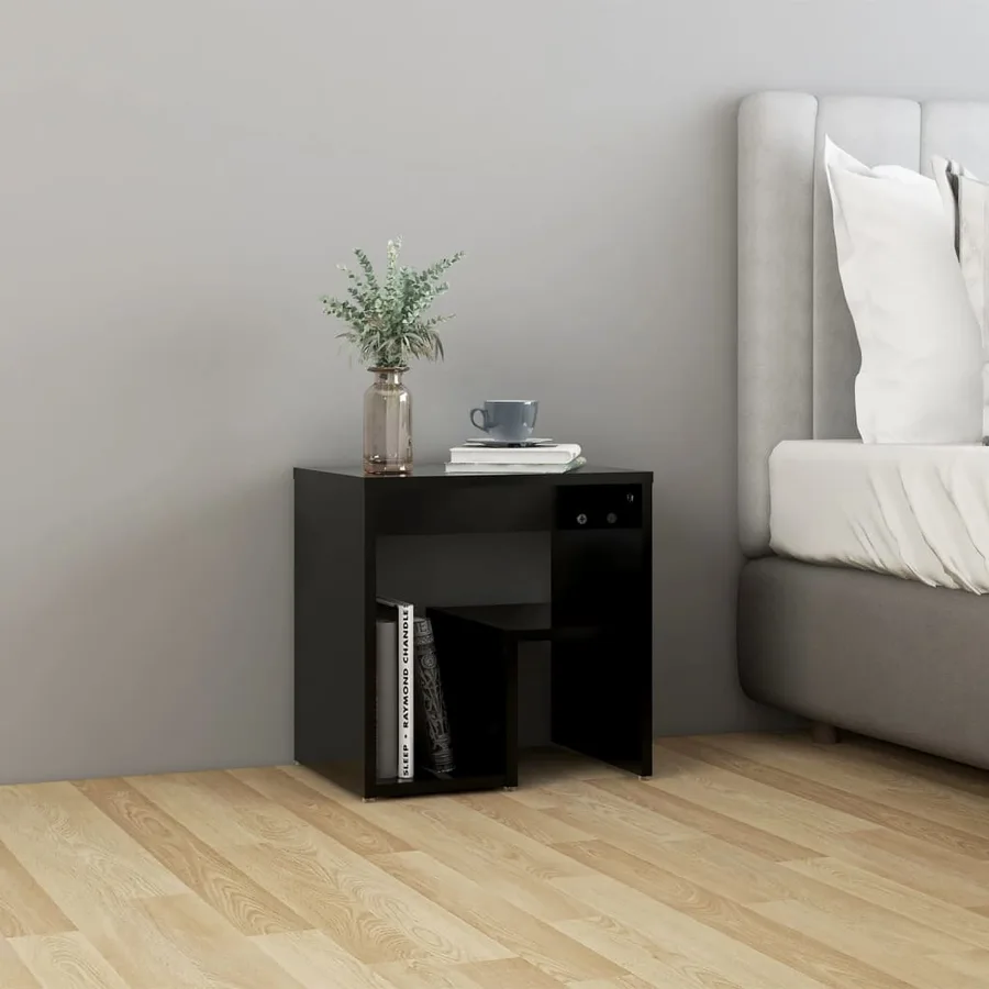 Tables de chevet 2 pcs noir 40x30x40 cm bois d'ingénierie - 3