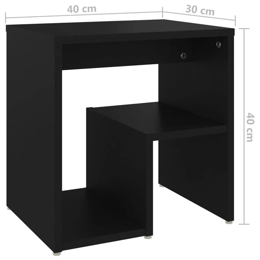 Tables de chevet 2 pcs noir 40x30x40 cm bois d'ingénierie - 8