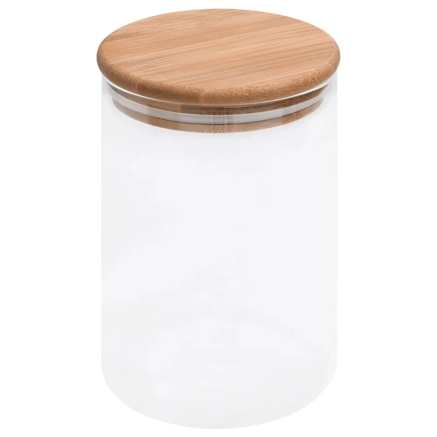 Pots de conservation en verre couvercle en bambou 4 pcs 800 ml - 2