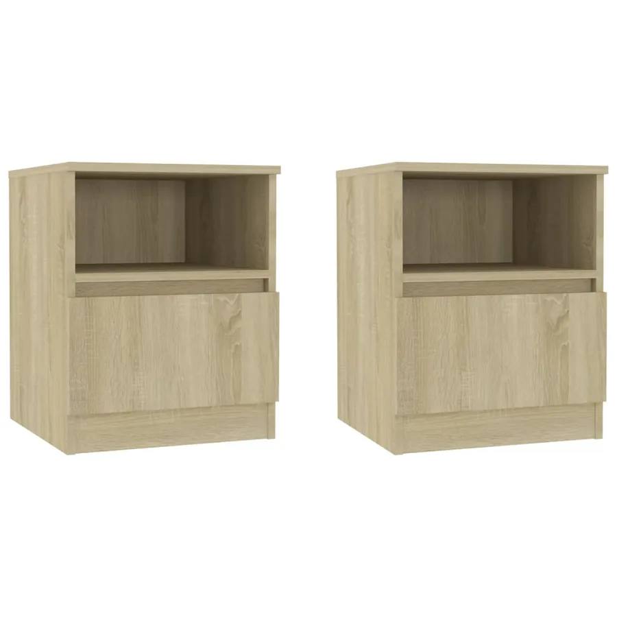 Tables de chevet 2pcs chêne sonoma 40x40x50cm bois d'ingénierie - 2