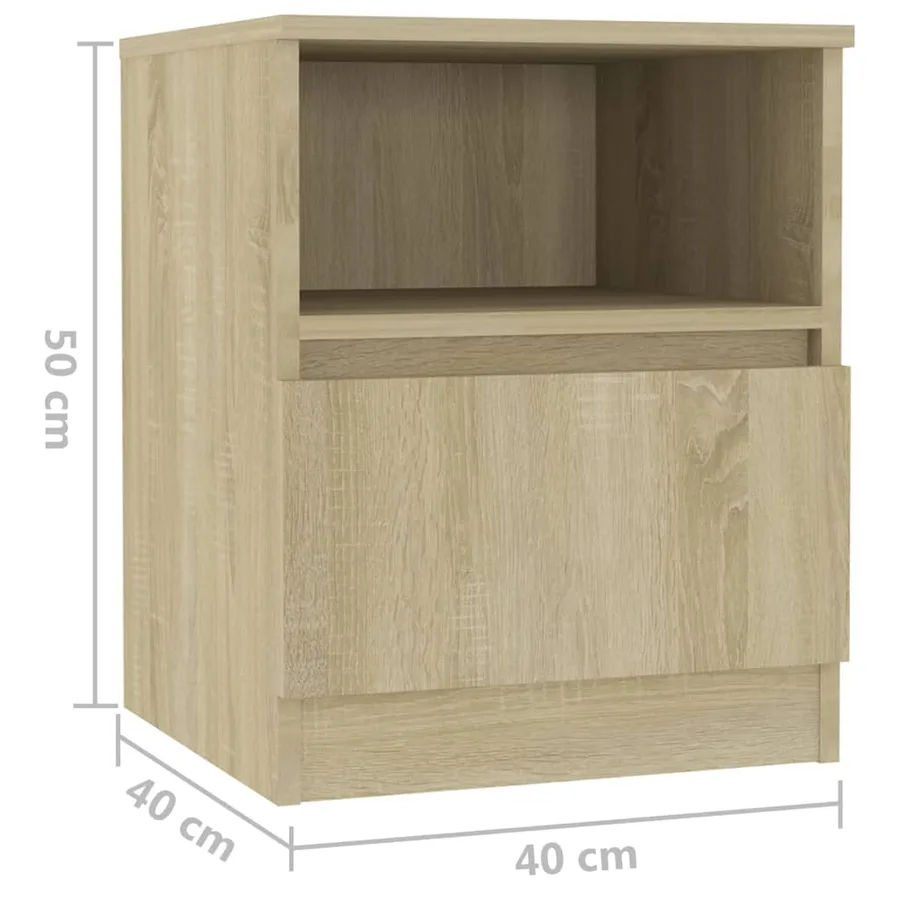 Tables de chevet 2pcs chêne sonoma 40x40x50cm bois d'ingénierie - 8