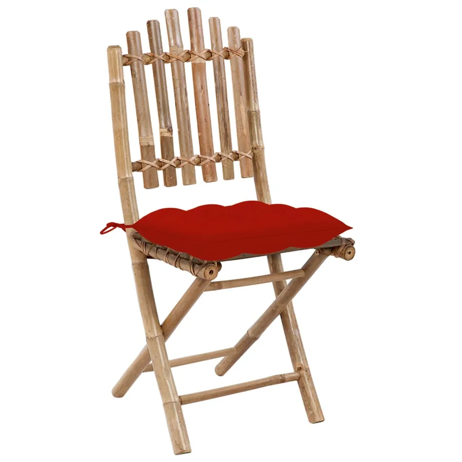 Ensemble à manger d'extérieur pliable 5pcs avec coussins Bambou - 5